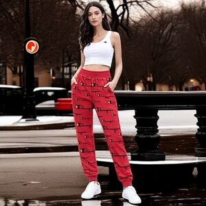 Champion Reverse Weave Spell Out Joggers Sz S Womens Red Track Sweatpant Pockets